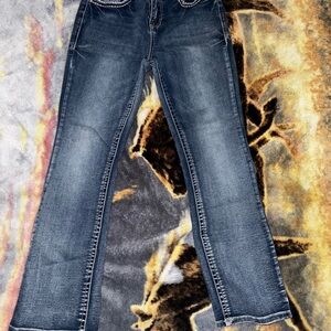 Blue Flare Wide Leg Jeans with Gradient Effect